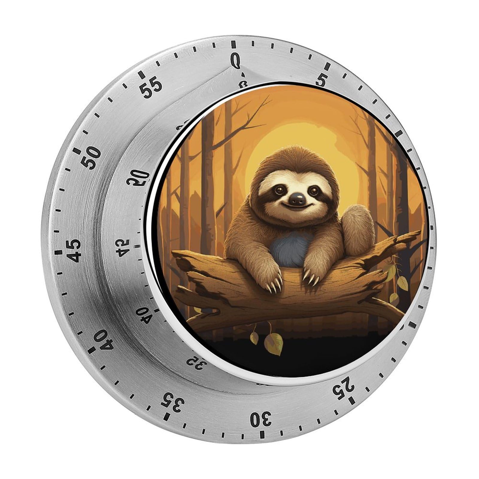 Cute Funny Sloth Kitchen Timer Magnetic Stainless Steel Countdown Timer Mechanical Timer Clock with Alarm for Home Baking Cooking Oven
