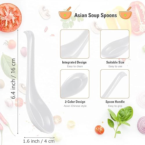 Miniatura 2 de Comicfs Cucharas de sopa asiáticas 12 piezas, 12HSP-W, cucharas de sopa japonesas grandes, cuchara de sopa de fideos de arroz soba Pho Ramen,