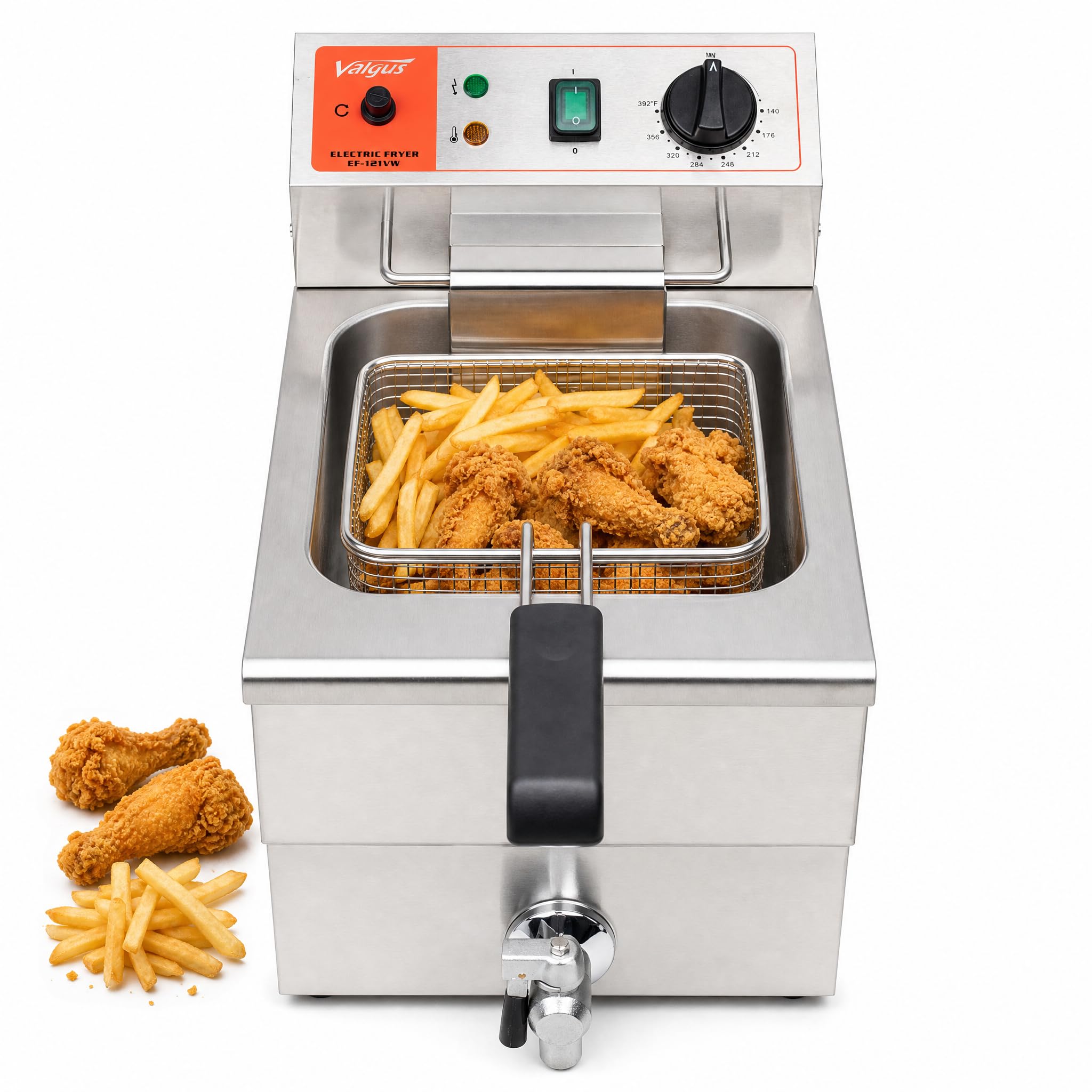 Friteuse électrique Valgus 12L acier inoxydable grande capacité cuve