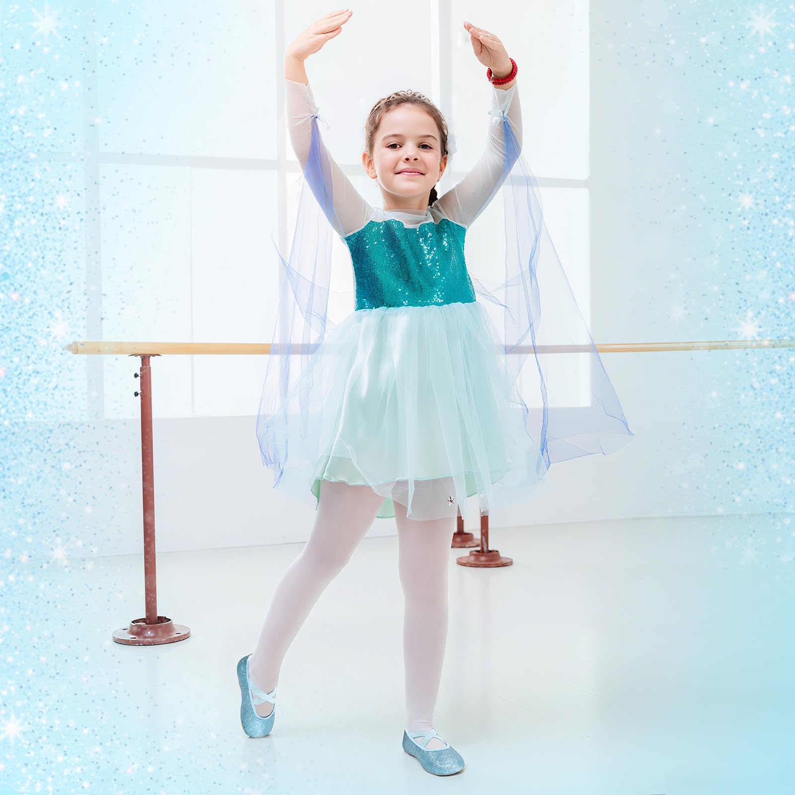 Zapatos de ballet para niñas pequeñas, zapatos de baile con purpurina y suela dividida, zapatillas de ballet para niños con bandas cruzadas elásticas