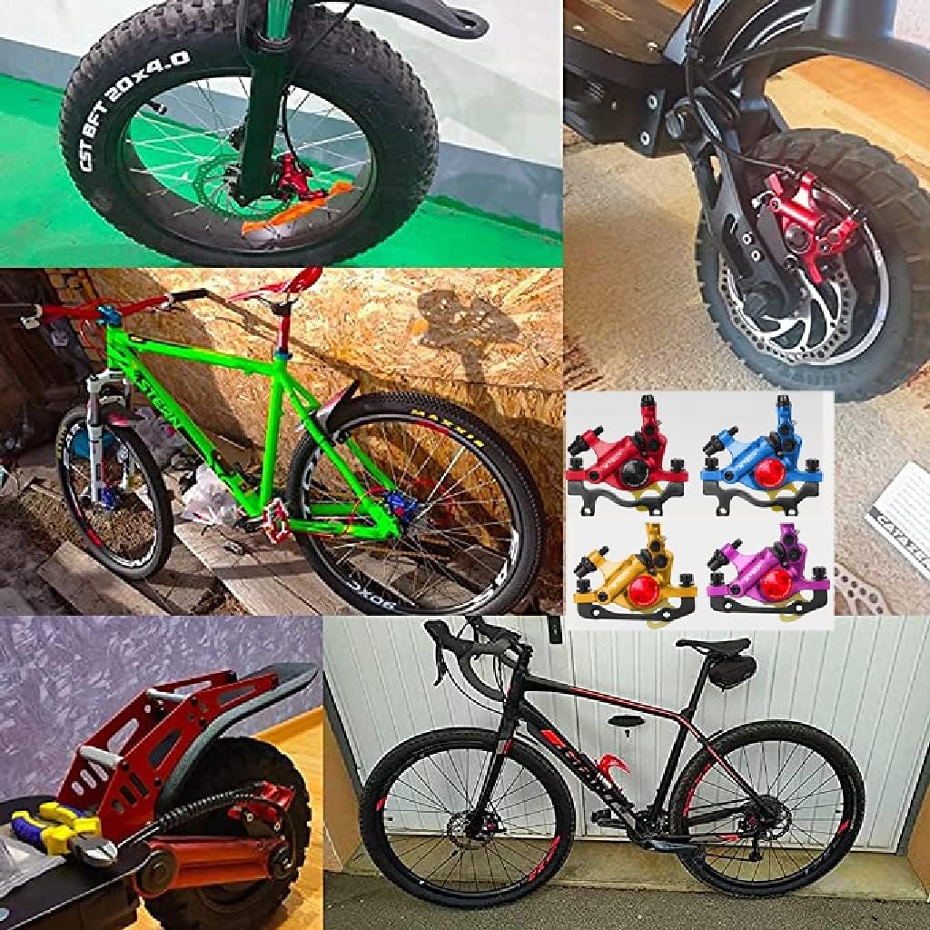 Mountain Bike Disc Brake Caliper, Mechanical Aluminum Alloy Brake Caliper,Hydraulic Disc Brake Caliper Front and Rear Assembly Line Pull,Suitable for Electric Road Folding (Color : Gold, Size