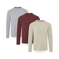 FM London Confezione da 3 Maglie Uomo Maniche Lunghe in Cotone a Girocollo