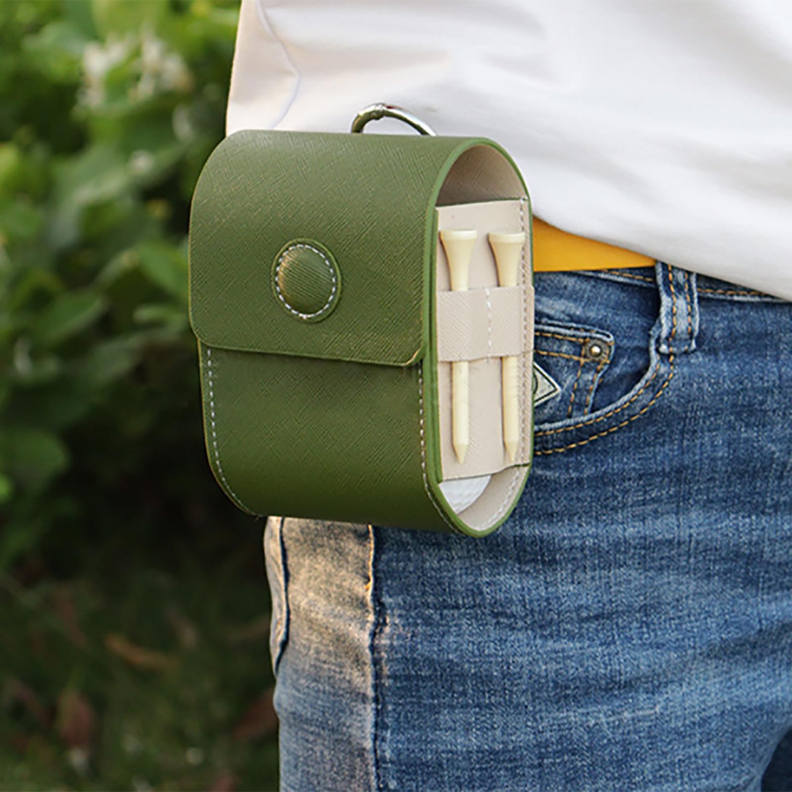 BAIRU Sac de transport en cuir pour balles de golf - Porte-tees de golf - Pochette de rangement portable - Sac de rangement léger pour balle de golf - Sac de rangement pour télémètre