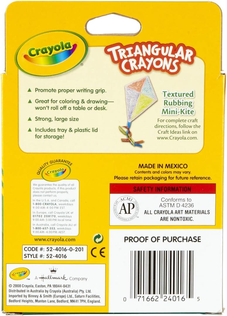 Crayola Triangular Crayons, Toddler Crayons, Coloring Gift for Kids Assorted, 7/16 X 4 in : Toys & Games