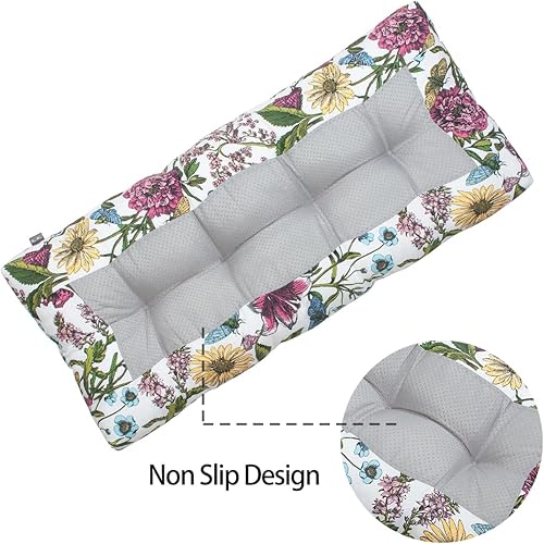 Miniatura 2 de Cojín de banco para exteriores de 45 x 18 pulgadas con agarres antideslizantes, resistente al agua, para columpio de porche, cojines de banco,