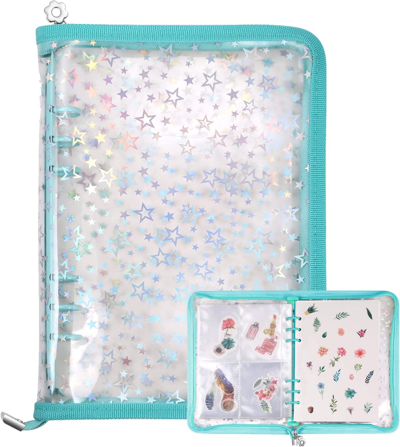 MUDOR 4 in 1 Sticker Storage Organizer, Sticker Binder with Storage Sleeves and Release Paper, Reusable Sticker Collecting Book Album Holder, A5 Blank Sticker Container Organizer