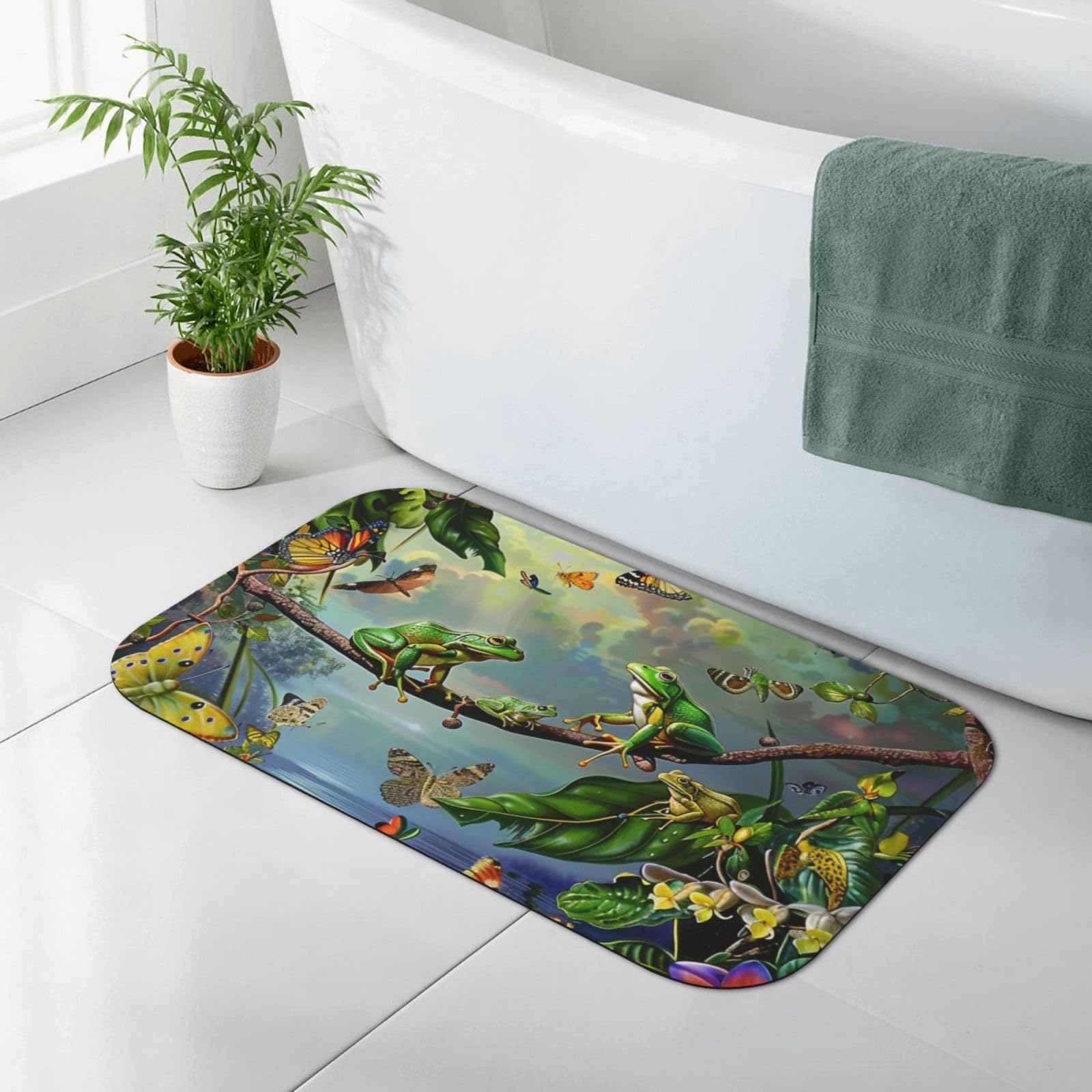 Tapis de bain absorbant grenouilles 80x50cm antidérapant et sécurisé