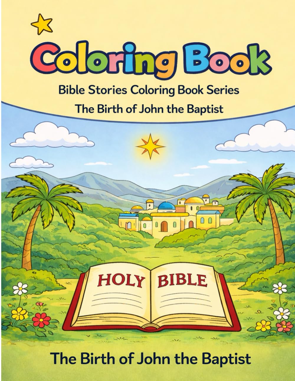The Birth of John the Baptist: A Bible Stories Coloring Book for Children – Black & White Edition