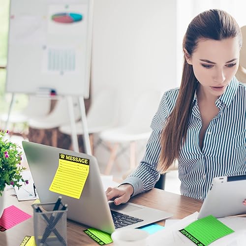 Miniatura 4 de 16 bloc de mensajes telefónicos de 4 x 3.4 pulgadas, color brillante, autoadhesivo, libro de mensajes, bloc de notas de devolución de llamada para