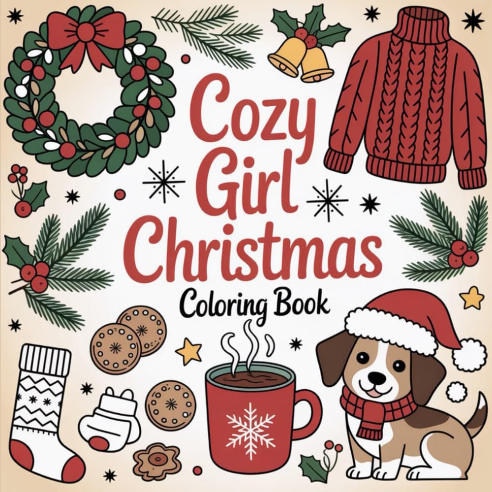 COZY GIRL CHRISTMAS COLORING BOOK: Relaxing Bold & Easy Holiday Coloring Pages for Adults and Teens