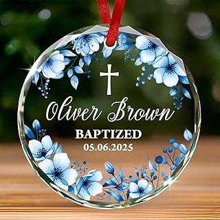 Personalized Baptized Glass Ornament Christmas 2025, Christening Ornament Gift for Goddaughter Godson from Godparent, Christened Keepsake Xmas Tree, Custom Name & Date Baby Baptism Ornaments