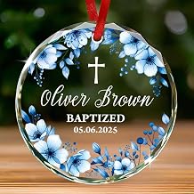 Personalized Baptized Glass Ornament Christmas 2025, Christening Ornament Gift for Goddaughter Godson from Godparent, Christened Keepsake Xmas Tree, Custom Name & Date Baby Baptism Ornaments