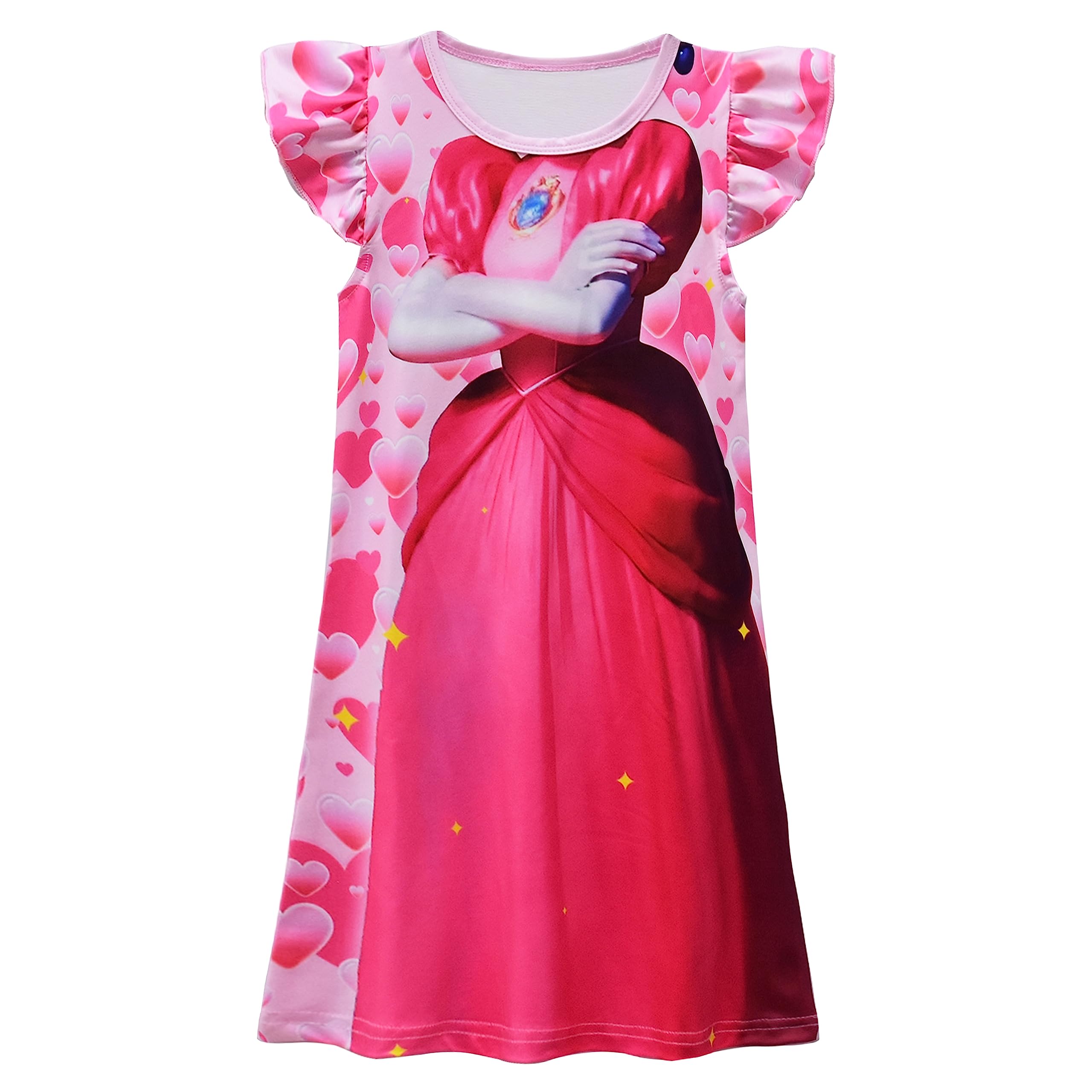 AOVCLKIDLittle Girls Princess Dress Toddler Summer Cartoon Print Casual Dress
