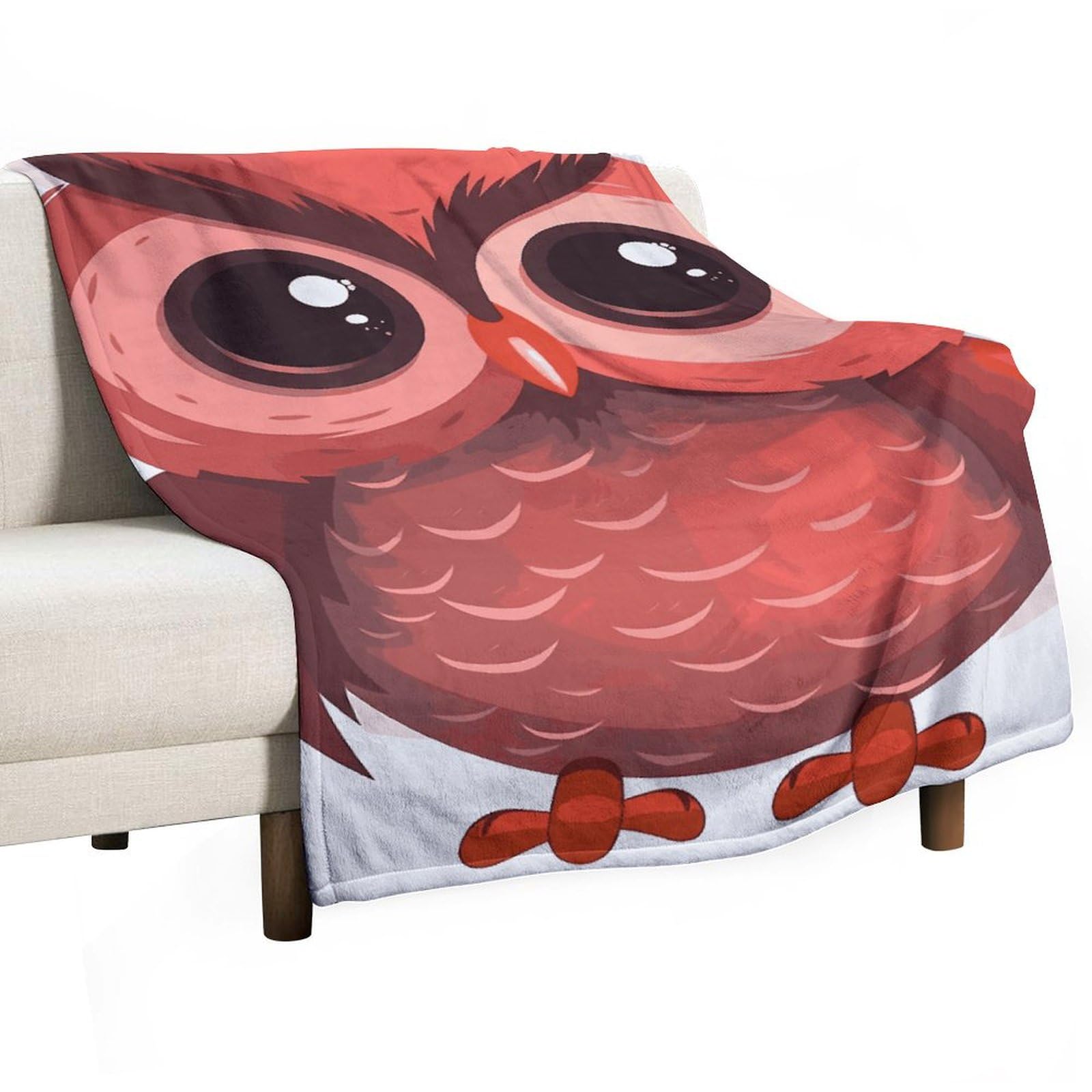 Couverture flanelle hibou rouge confortable pour éliminer les frissons