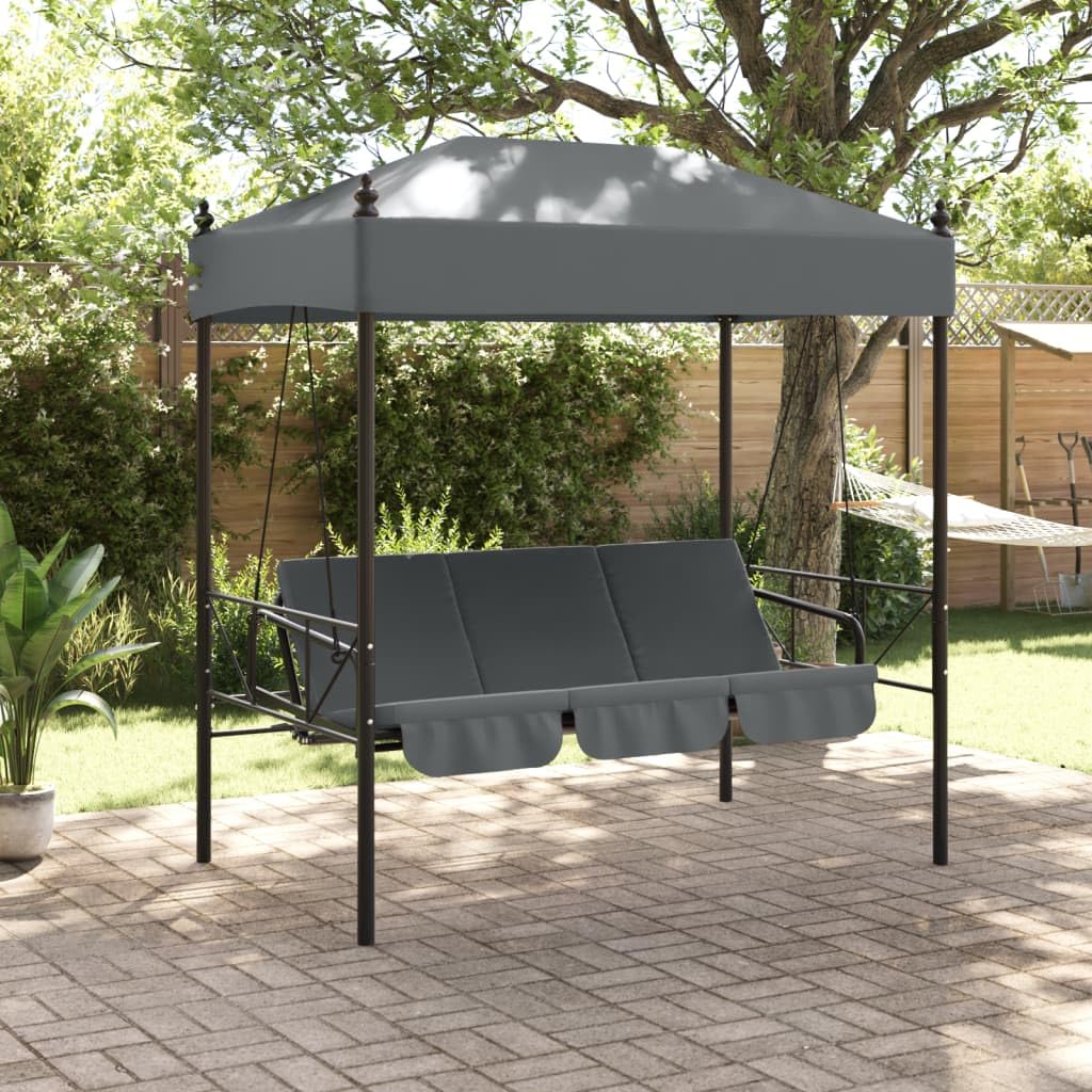 Banco Columpio de jardín con toldo Acero Arena Gris Oscuro