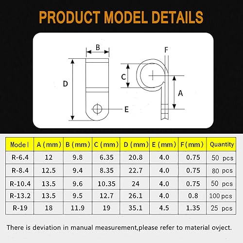 Miniatura 3 de Bigtrans - 305 clips de alambre de plástico de nailon tipo R de 14 pulgadas, 516 pulgadas, 38 pulgadas, 12 pulgadas, 34 pulgadas, surtido de