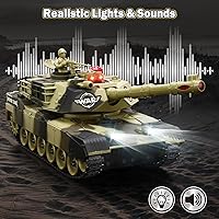 Vista 3 de Tanque de control remoto para niños – Juguete simulado del ejército para niños, escala 1:28, 8 canales, tanques RC con soldados de juguete, 2