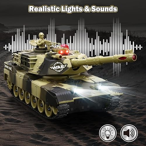 Miniatura 3 de Tanque de control remoto para niños  Juguete simulado del ejército para niños, escala 128, 8 canales, tanques RC con soldados de juguete, 2