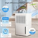 DORTALA 2000 Sq. Ft Dehumidifier, Basement Bathroom Bedroom Portable Small Dehumidifier with Drain Hose, 32 Pints/Day, 3 Modes, 24H Timer, White
