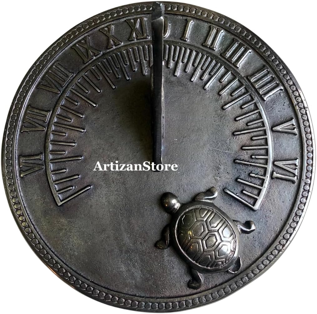 ARTIZANSTORE Brass Decorative Solid Brass Tortoise Sundial - 8" inches Inches Home and Office Decor for Gifts