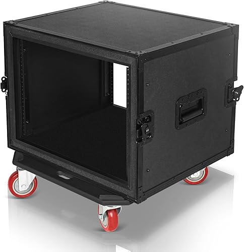 Miniatura 36 de Sound Town Shock Mount 12U ATA Rack Case con 21" de profundidad y ruedas, tamaño de 12 espacios - Grado Pro Tour (STRC-SP12UW)