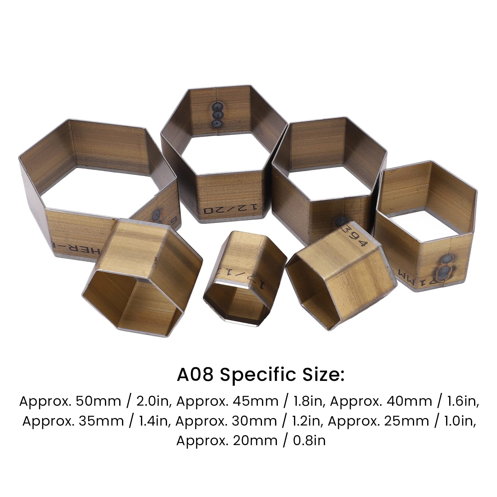 7PCS Leather Punching Die Set, 20?50mm Hexagon Shapes Hollow Punching Tool High Carbon Steel Leather Craft Cutting Tool Dies Set