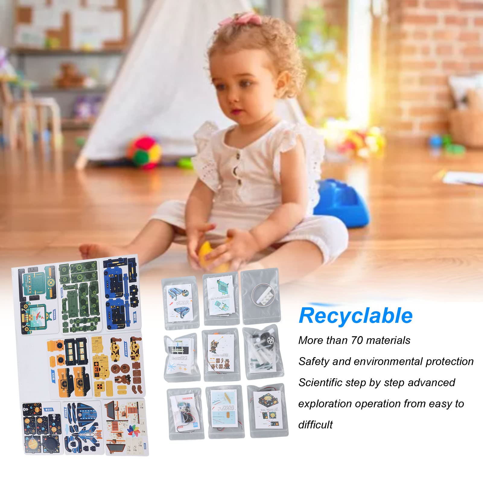 Changor Juego de Experimentos de Física, Juguetes Educativos Reciclables para Niños, Exploración Científica, Actividades Stem, Papel y Plástico