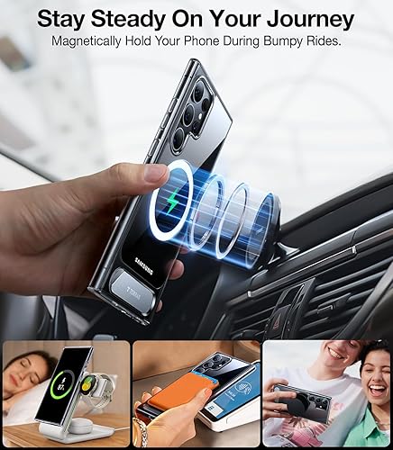 Miniatura 5 de TORRAS Funda magnética fuerte y sin costuras para Samsung Galaxy S24 Ultra para MagSafe, protección contra caídas de grado mil, soporte ajustable