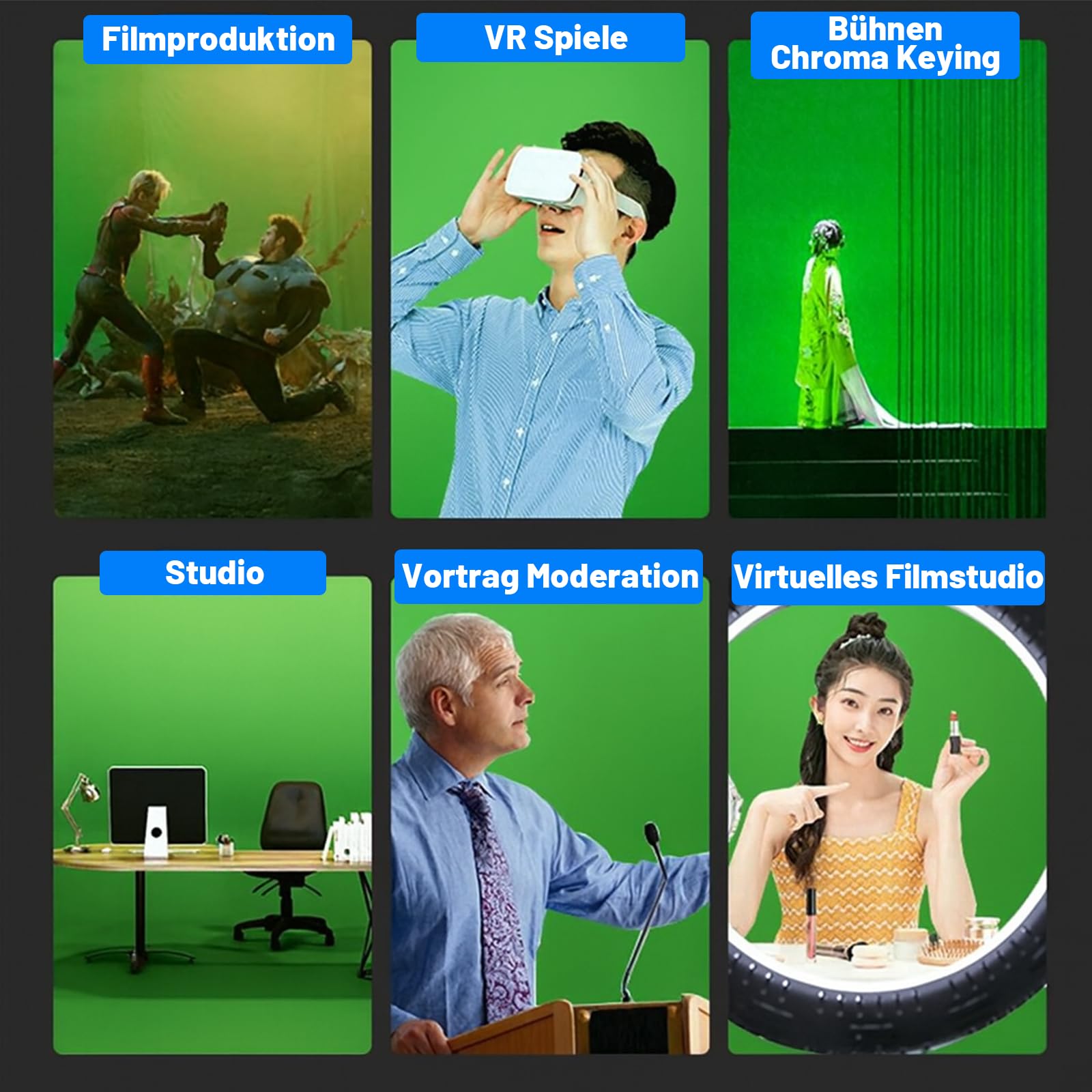 Greenscreen - Toile de fond pliable en mousseline pour photographie, principalement utilisée pour le keying chromatique et l'échange de arrière-plans virtuels, effet spécial (vert, 2 × 3 m)