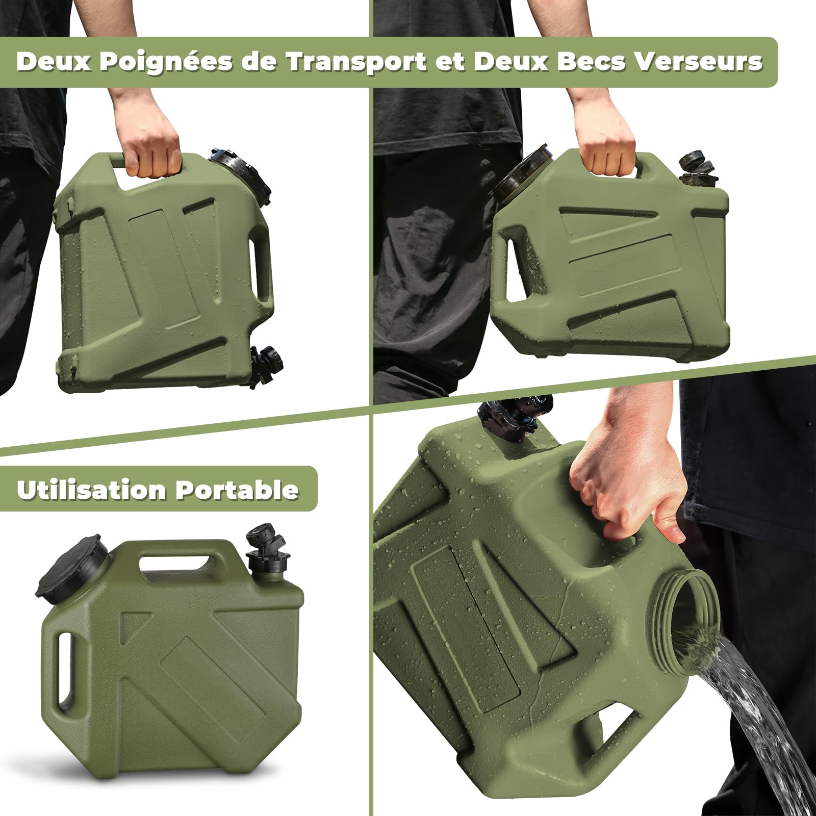 Sharplace 10L Bidon Eau avec Robinet, Jerrican Eau Réservoir D'eau de Camping Car Extérieur Bidon D'eau Alimentaire, Portable Grande Capacité Sans Fuite de Réservoir D'eau pour La Conduite RV, Camping