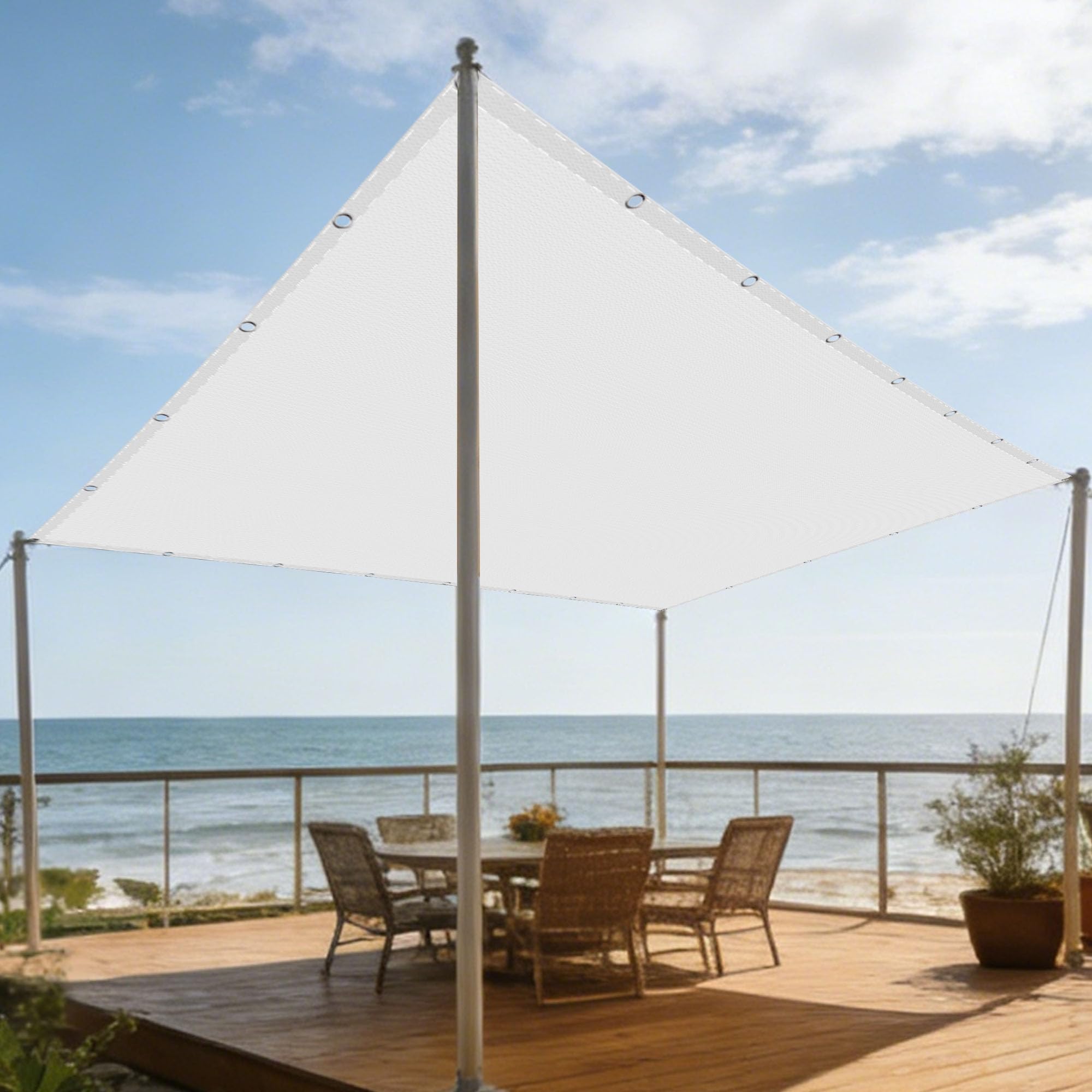 Voiles ombrages rectangulaires imperméables 7.5x7.5m blanc pour patio piscine balcon