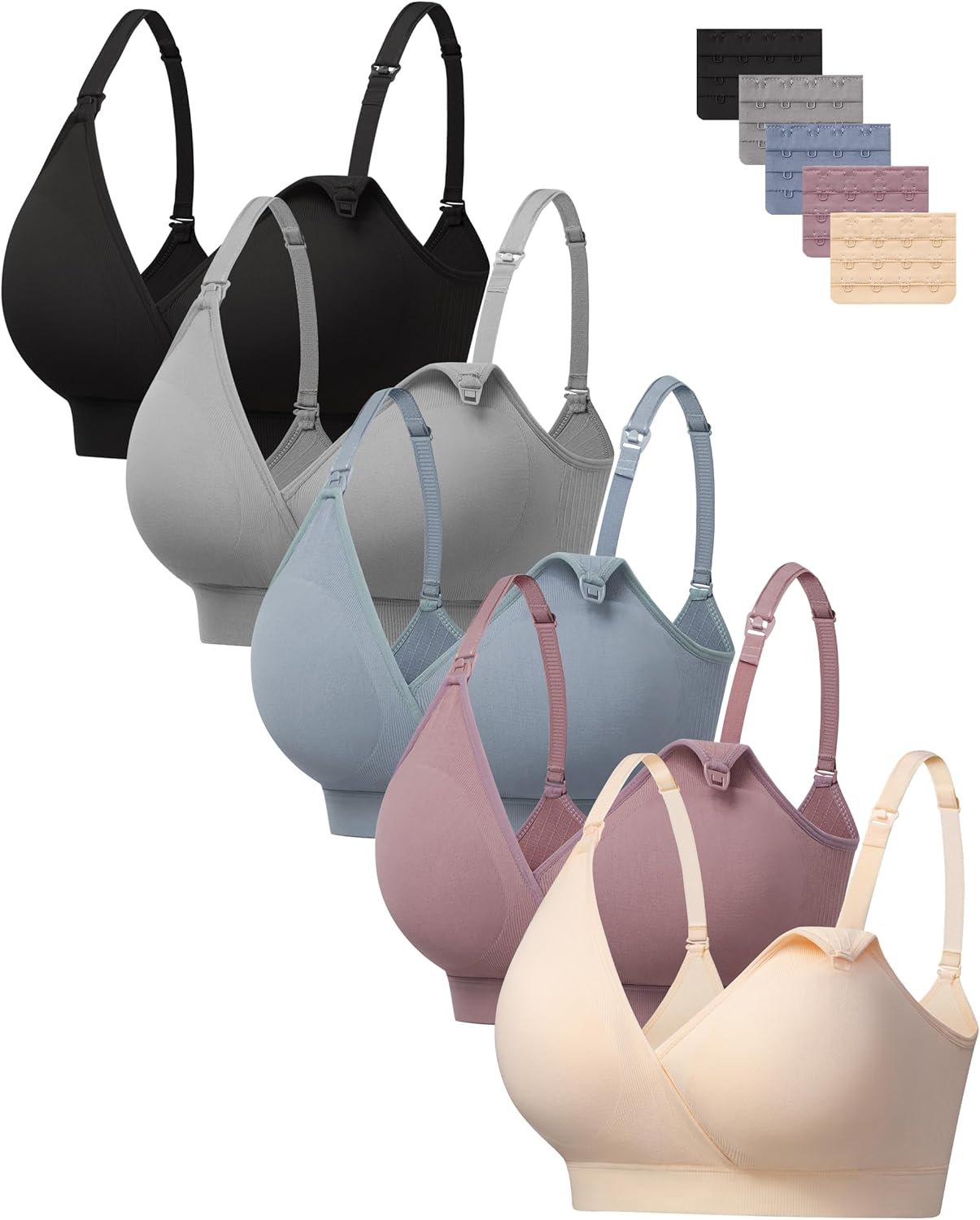 HBselect Nursing Bras for Breastfeeding, Seamless V Neck Maternity Bra Wireless Women Pregnancy Postpartum Bra Sleep Bralette