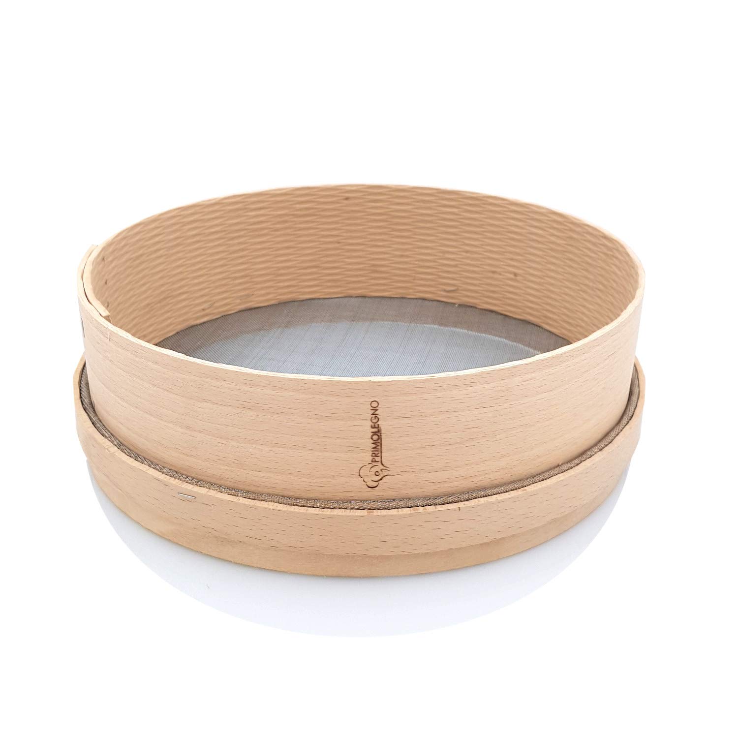 PRIMOLEGNO Tamis en Bois Massif Certifié | Diamètre 27 cm | Maille fine | Convient pour Tamiser la Farine, les Céréales, le Sucre, le Cacao, le Riz, le Sable | Réseau enregistrable