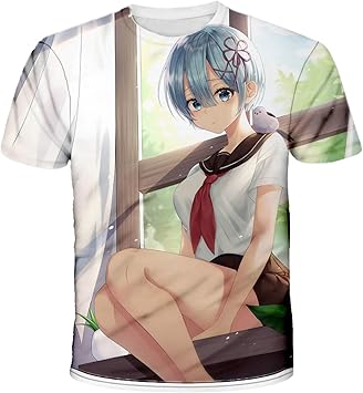 Amazon Co Jp アニメセクシーガール半袖tシャツメンズ3dre ゼロとは異なる世界での生活アニメグラフィック夏快適で カジュアルシャツ 3dプリントtシャツトップス ファッション