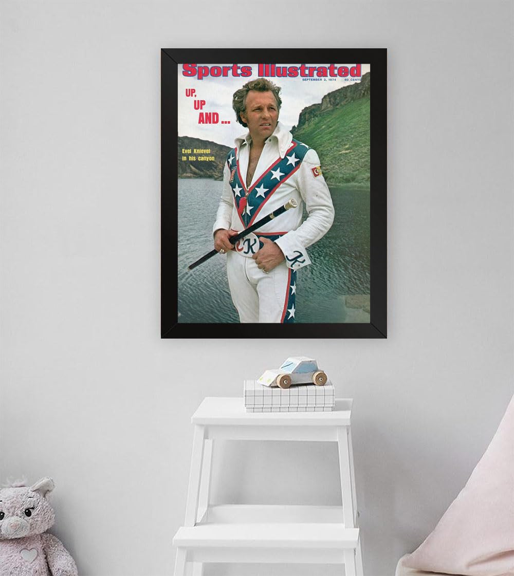 GADGETS WRAP Printed Photo Frame Matte Painting for Home Office Studio Living Room Decoration (11x17inch Black Framed) - Evel Knievel