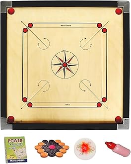 WRF Superior Matte Finish Practice Carrom Board for Serious Professional Practice with Coins Striker and Powder Black New(32inch Carrom LM-01)