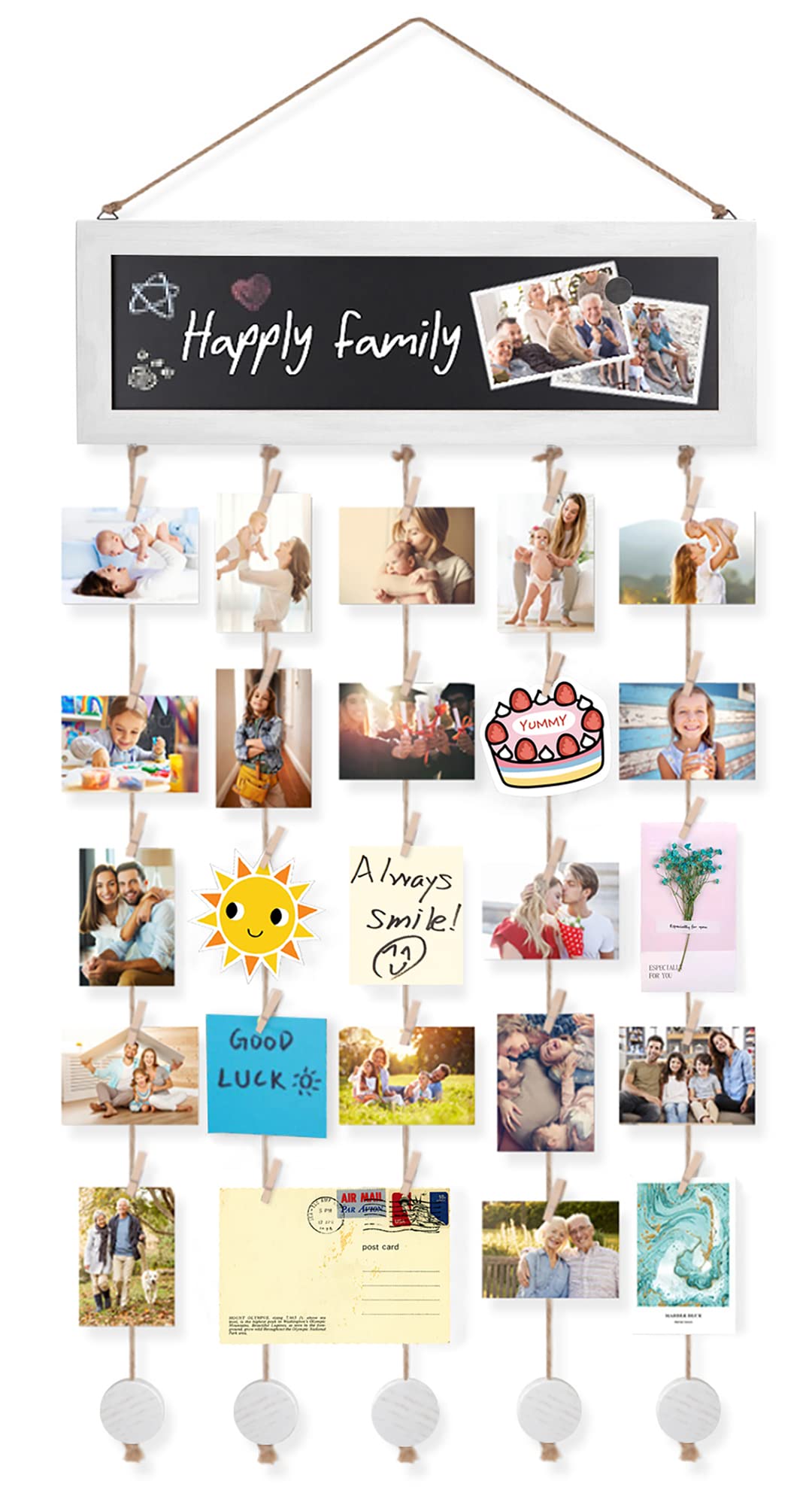 Bikoney Hanging Picture Frame Collage with Blackboard - White