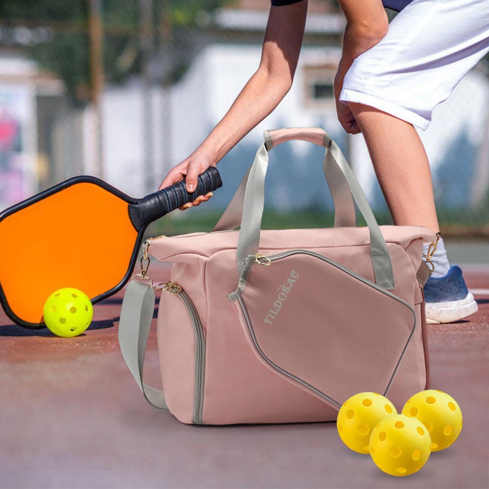 Borsa da Pickleball con Cerniera, Resistente, Comoda da | capacità, per attività divertenti all'aperto, allenamento fitness, borsa da pickleball, tote rosa da donna