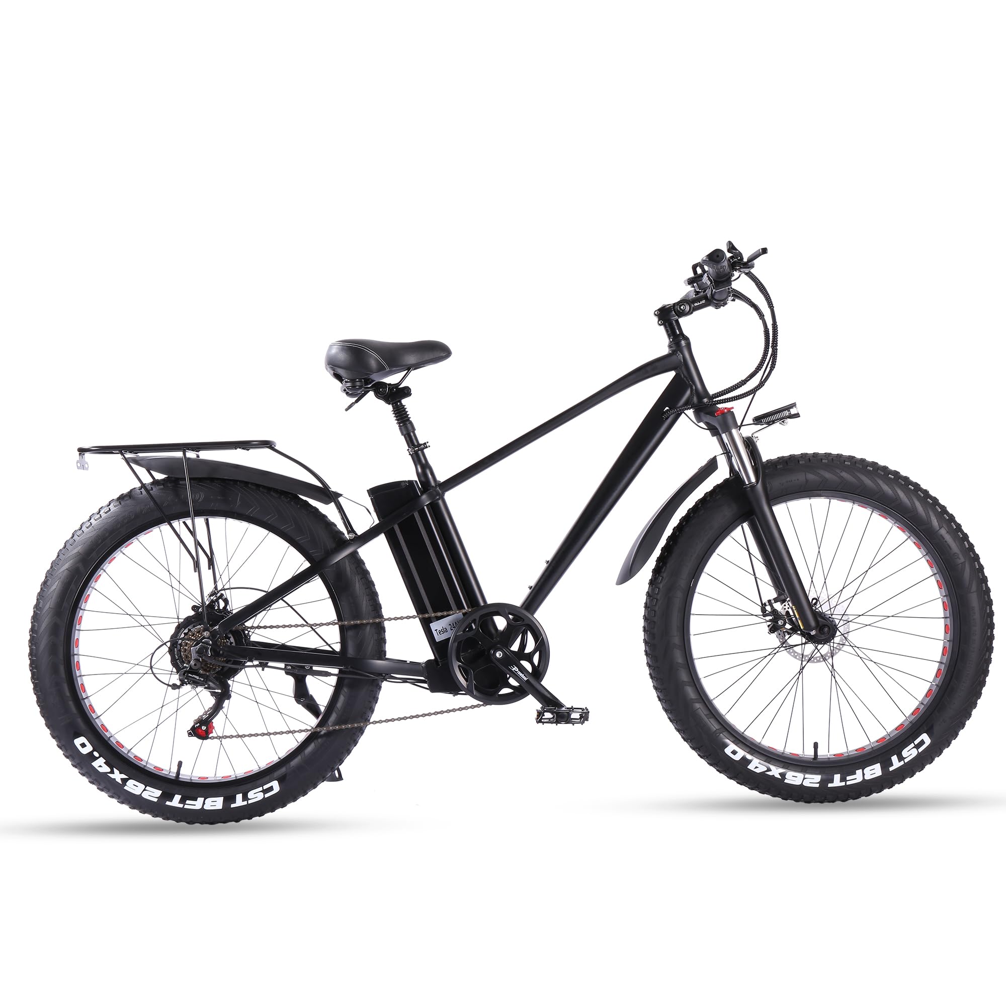 Vélo électrique VTT Homme Adulte 26 Pouces 21Ah Batterie Lithium Shimano 7 Vitesses Fat Bike Noir XL