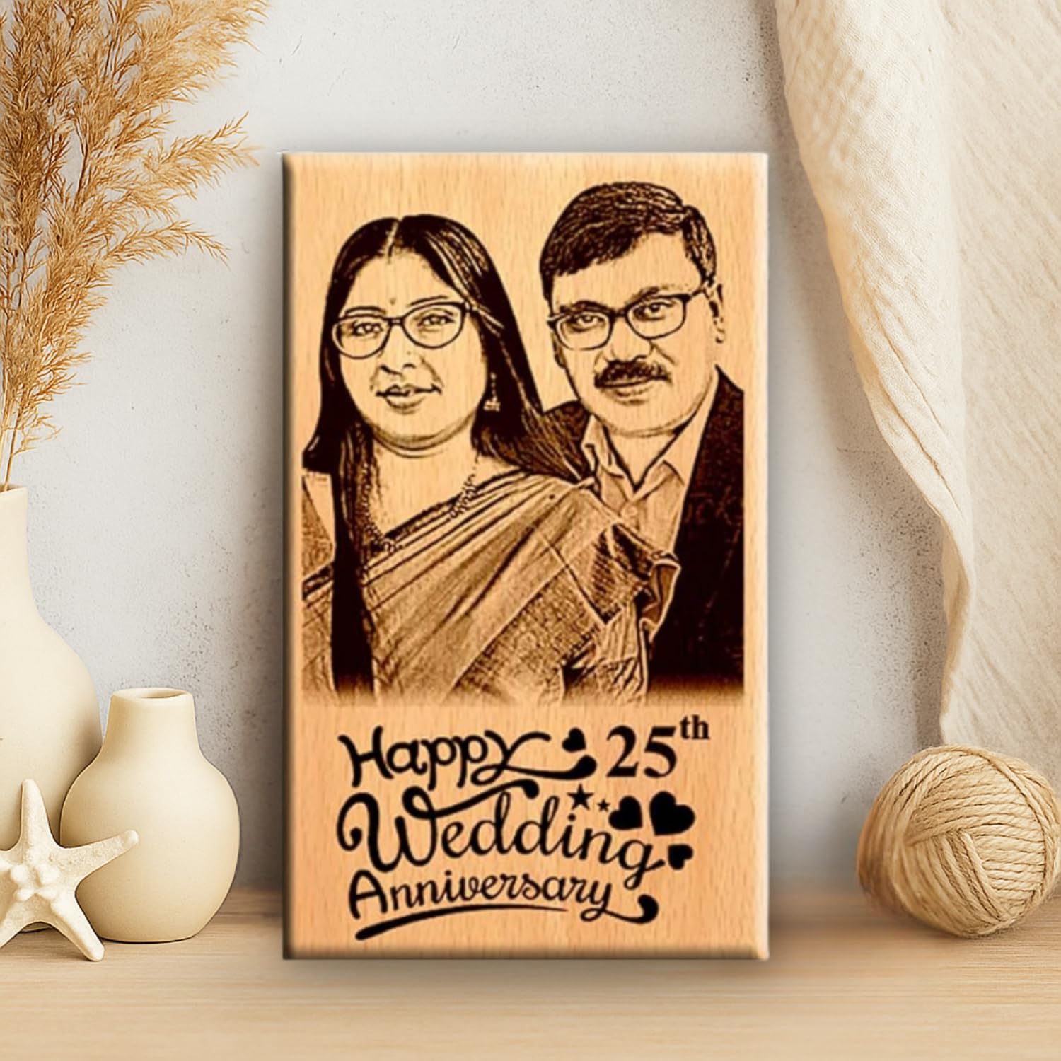 Giftanna Marriage Wedding Anniversary Gift Idea Personalized Engraved Photo Frame For Parents | Wife | Husband | Just Married - 6x4 4