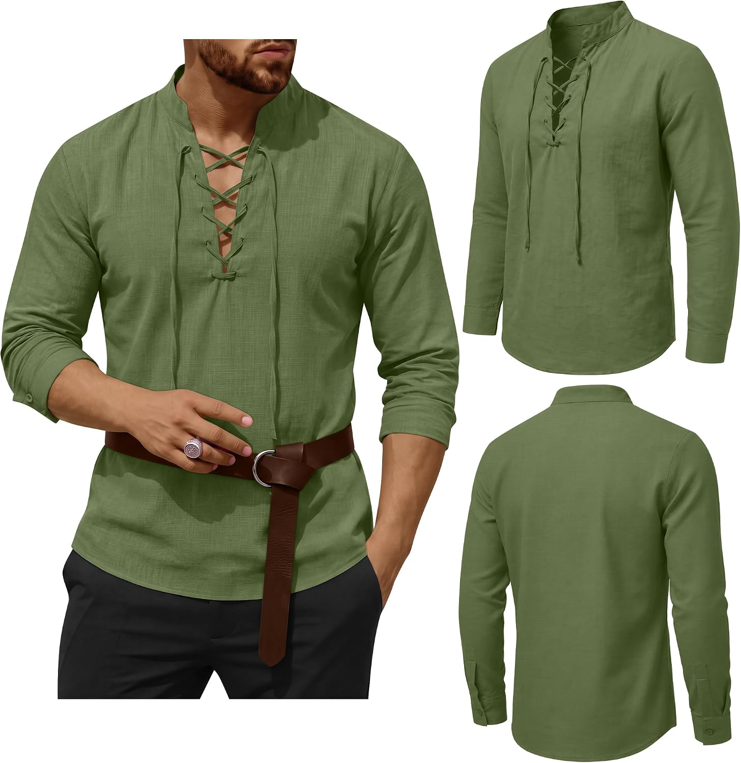 Locoowai Men's Pure Cotton Renaissance Costume Shirts