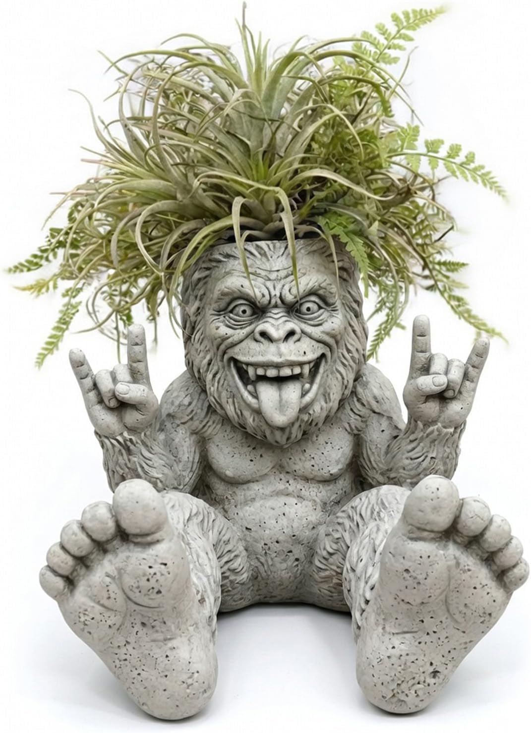 Bigfoot Rock On: Rebel Garden Planter-Wild & Free, Funny Bigfoot Statue Plant Pot, Whimsical Resin Planter Outdoor Patio Yard Decor, Unique Gardening Gift (#A)