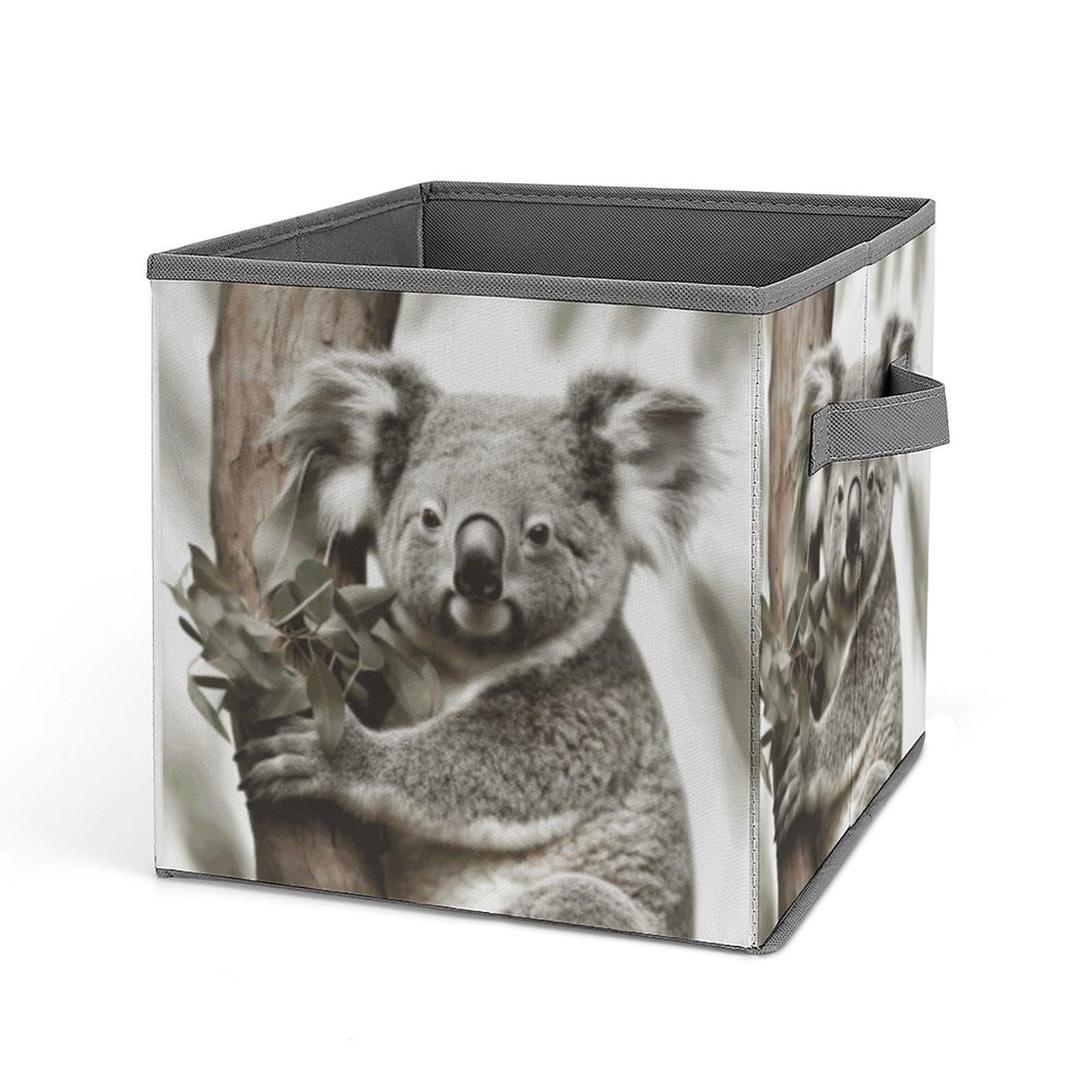 VstaDank Koala Storage Bin Collapsible Storage Cubes Organizer Oxford Cloth Storage Box with Dual Handles Large Stackable Closet Storage Bins for Sheets Hat Sweater