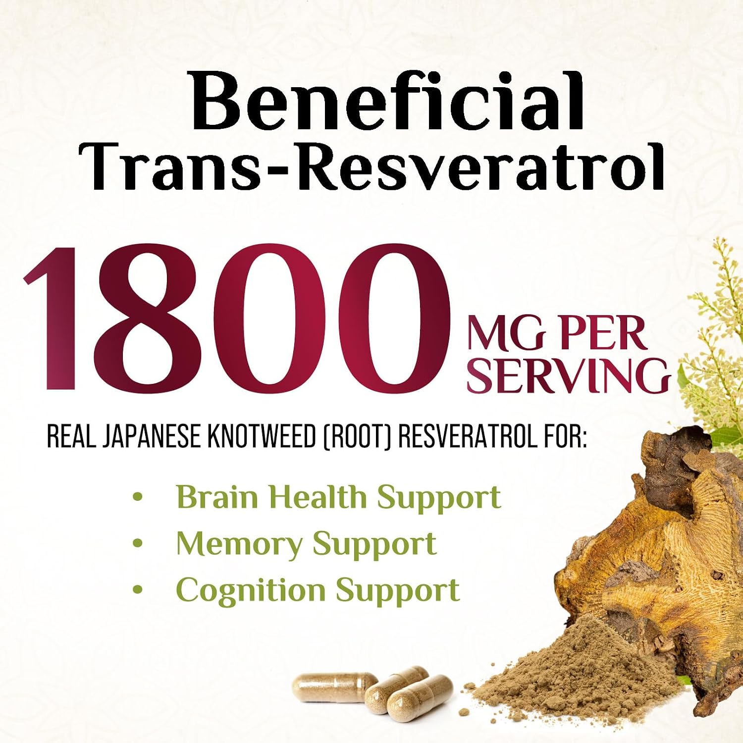 Resveratrol Supplement - 1800mg Per Serving Extra Strength Resveratrol Blend - Antioxidant Blend for Healthy Aging, Heart Health, Cellular Energy & Immune Support - Bottled in USA - 60 Capsules