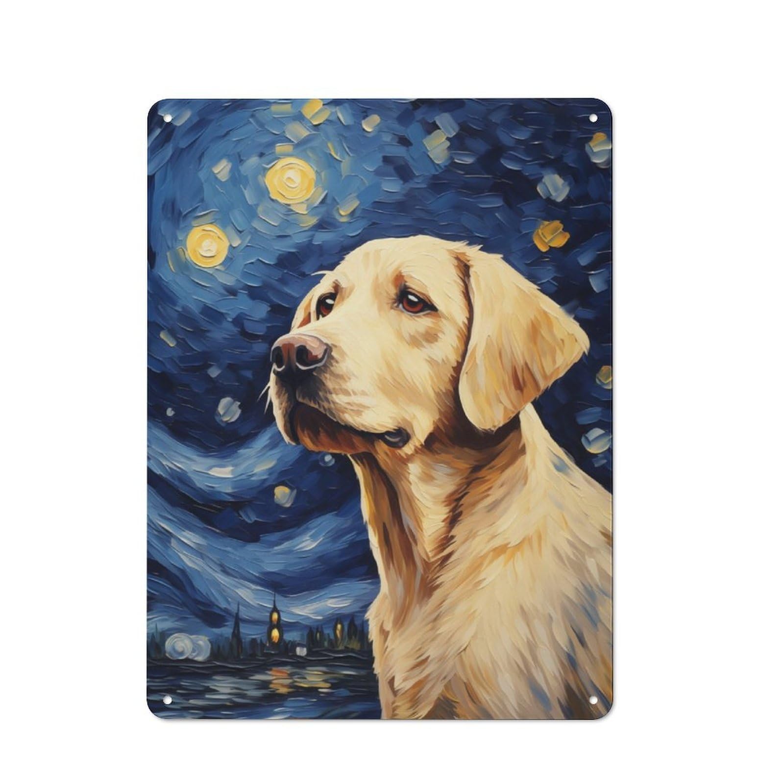 Junmoney Yellow Labrador Tin Wall Plaque 40X30cm With For Pub Or Café, For Collectors Of Retro Metal Wall Decor