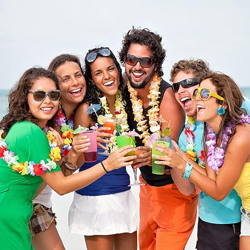 Miniatura 6 de FOIMAS 160 piezas de selecciones de cóctel tropicales Hawaii palillos de bambú palillos de dientes de cactus hojas de palma para aperitivos,