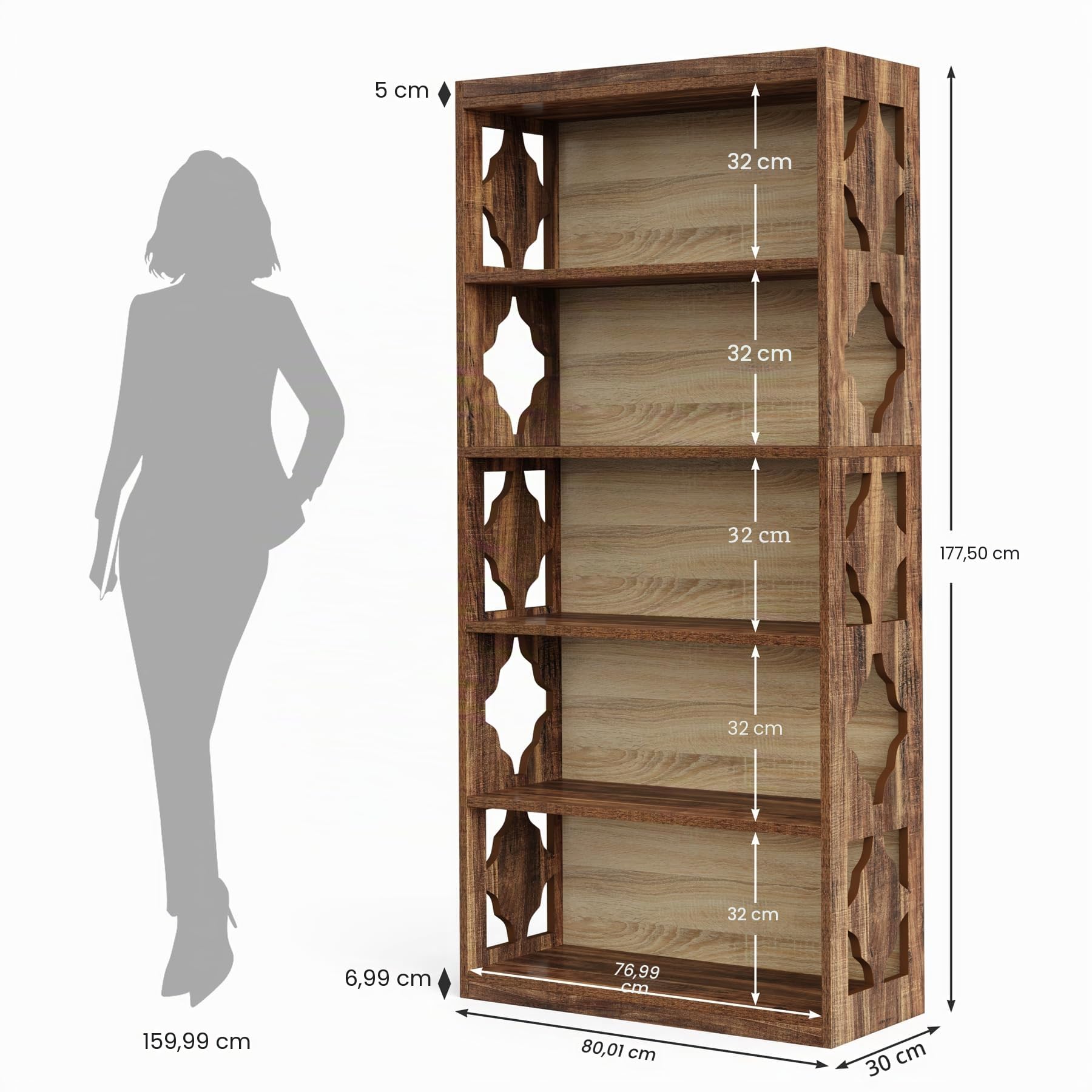 Tribesigns - Libreria a 6 ripiani, 177,8 cm di altezza, libreria autoportante con ripiani di stoccaggio, libreria aperta in legno per soggiorno e camera da letto