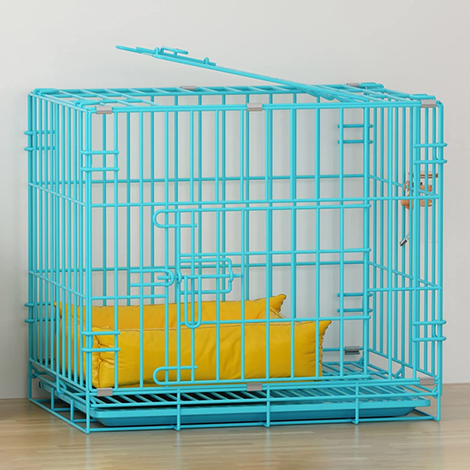 Cage pour chien intérieur extérieur, parc métal robuste avec 2 portes