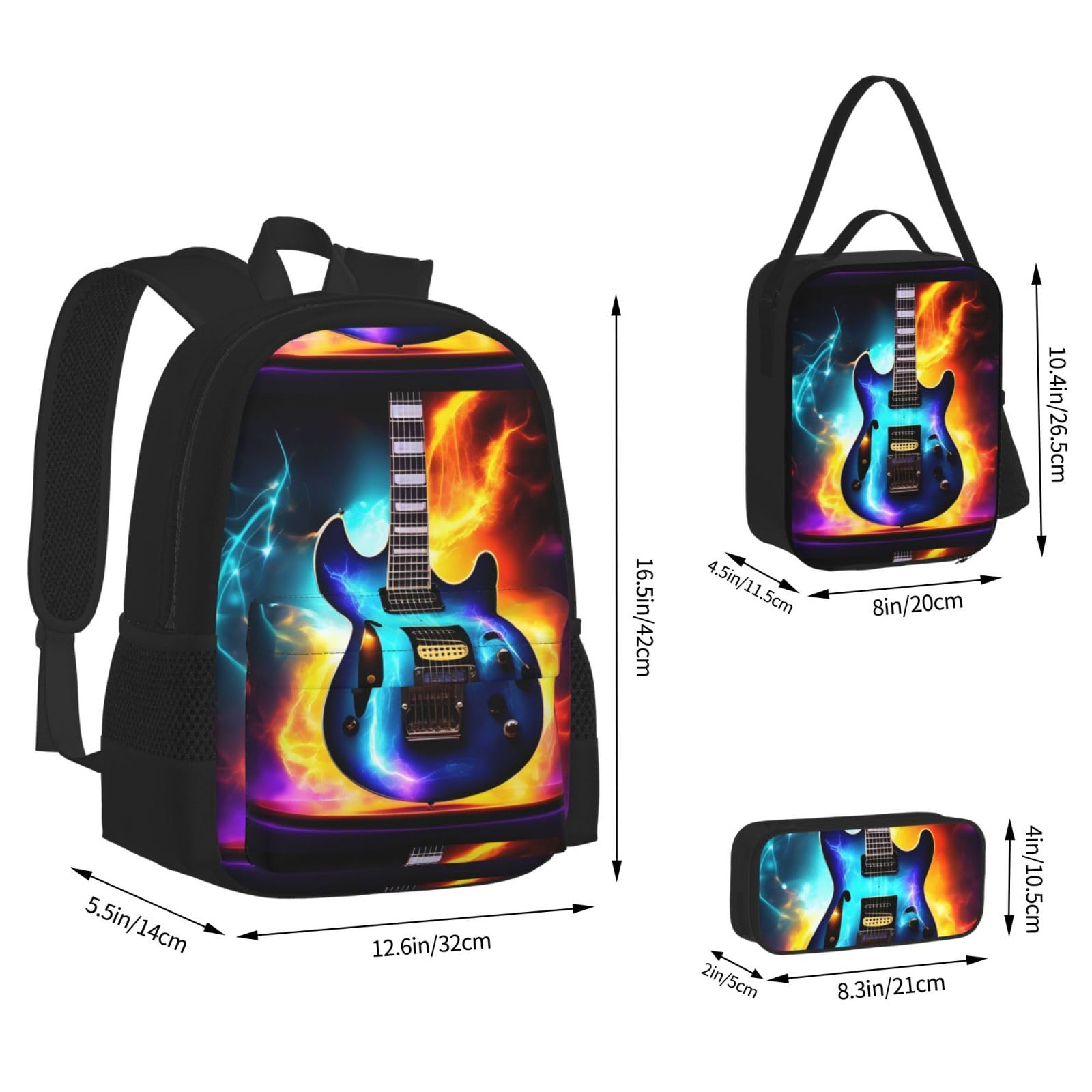 Magiczna gitara elektryczna podwójna torba na ramię Combo z nerką i piórnikiem, modne połączenie plecaka na co dzień
