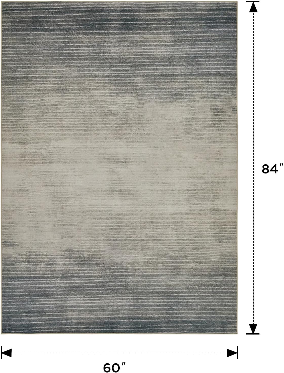 Joydeco 5x7 Area Rugs for Living Room, Washable Modern Abstract Non Slip Soft Rug, Low Pile Carpet for Bedroom, Dining Room, Home Office, Pet & Child Friendly, Beige & White & Dark Gray
